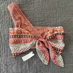 NWT Anthropologie One Shoulder Bandeau Scarf Top Crop Sz Small Made in India